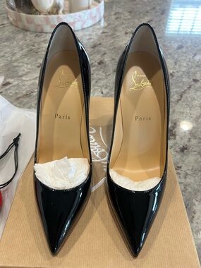 Christian Louboutin Black Patent Pigalle Pumps - 100mm Heel